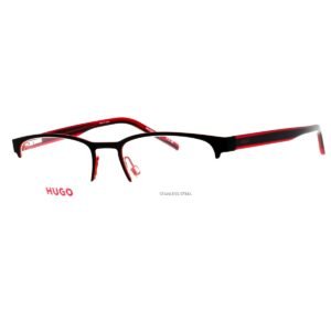 Armazón oftálmica Hugo Hg 1247 color Negro/Rojo posición tres cuartos