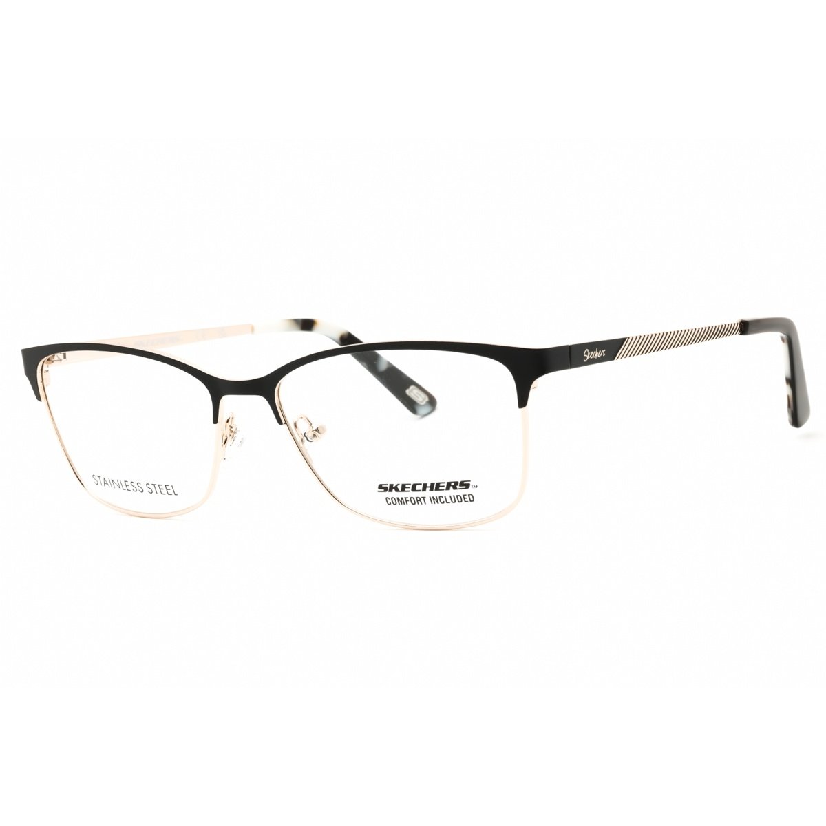 Armazón oftálmica Skechers SE2156 color Negro/Dorado posición tres cuartos